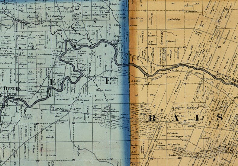 1859 Farm Line Map of Monroe County Michigan