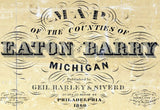 1860 Farm Line Map of Eaton and Barry County Michigan Hastings