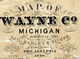 1860 Farm Line Map of Wayne County Michigan Detroit