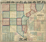 1860 Farm Line Map of Wayne County Michigan Detroit