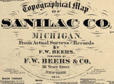 1876 Farm Line Map of Sanilac County Michigan Port Sanilac Lexington