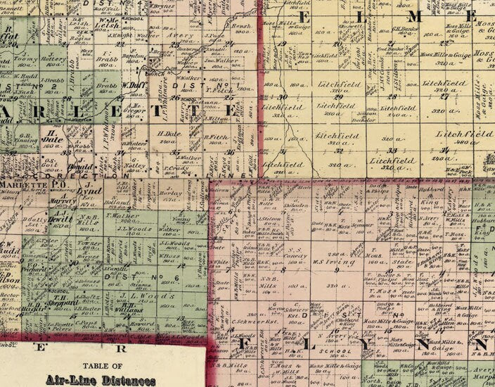 1876 Farm Line Map of Sanilac County Michigan Port Sanilac Lexington