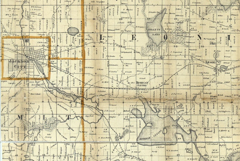 1858 Farm Line Map of Jackson County Michigan