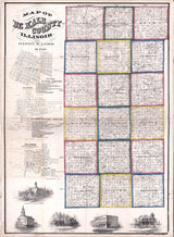 1860 Farm Line Map of De Kalb County Illinois