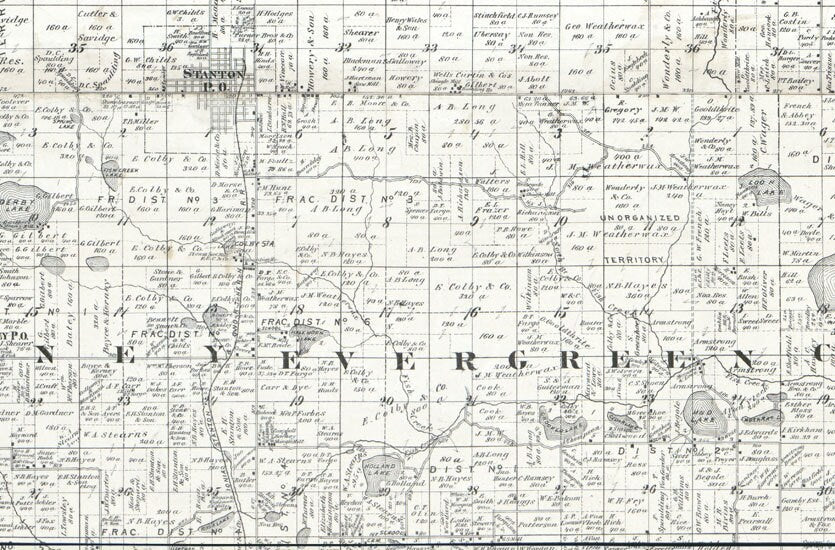 1875 Farm Line Map of Montcalm County Michigan Greenville Research Map