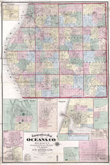 1876 Farm Line Map of Oceana County Michigan Barnett Hart Pentwater