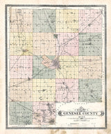 1889 Map of Genesee County Michigan Historical Cemeteries Schools Genealogy