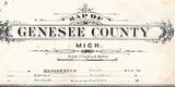 1889 Map of Genesee County Michigan Historical Cemeteries Schools Genealogy