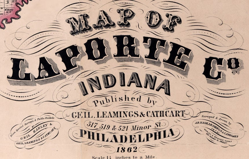 1866 Farm Line Map of LaPorte County Indiana