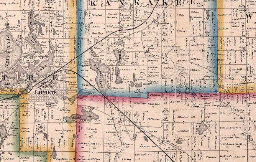 1866 Farm Line Map of LaPorte County Indiana