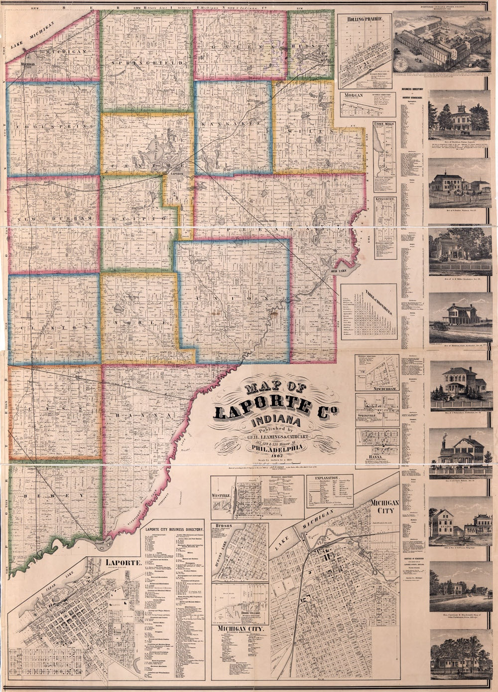 1866 Farm Line Map of LaPorte County Indiana