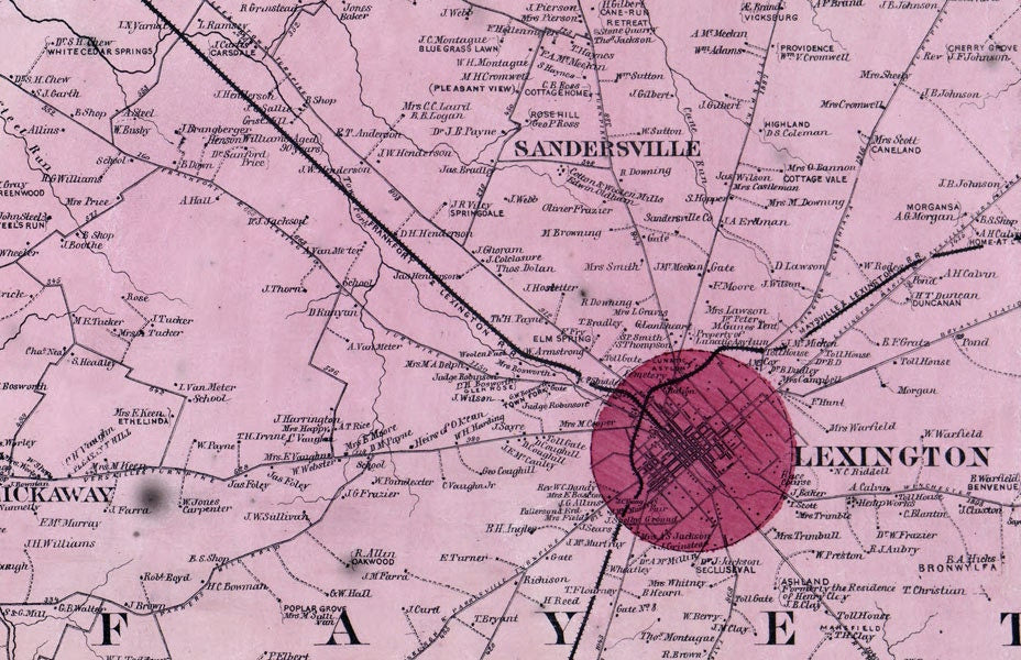 1861 Map of Bourbon Fayette Clark Jessamine & Woodford County Kentucky