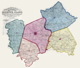 1861 Map of Bourbon Fayette Clark Jessamine & Woodford County Kentucky