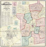 1878 Map of Christian County Kentucky Hopkinsville