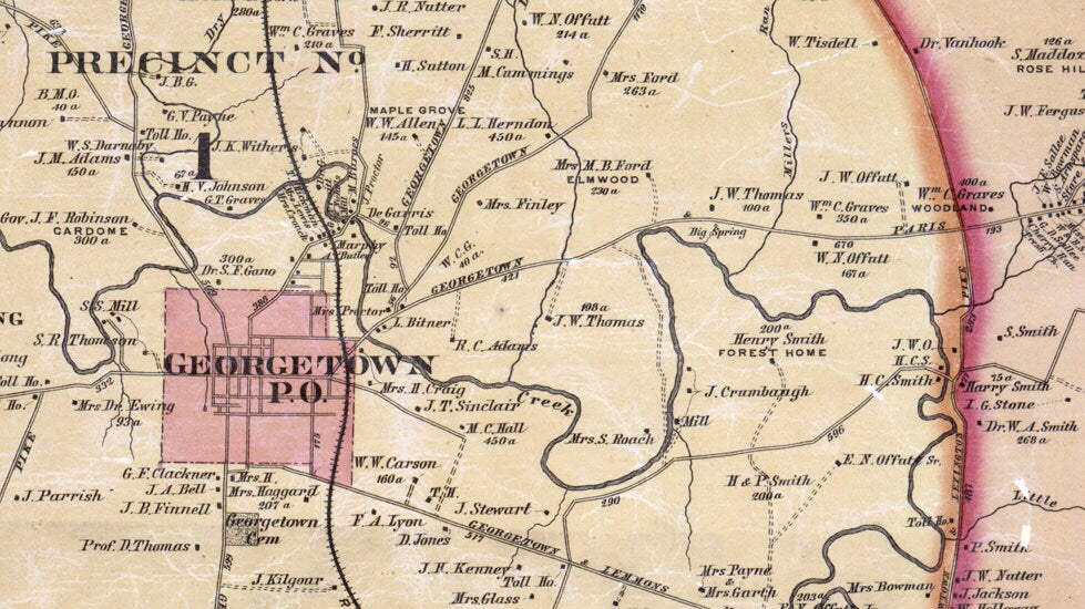 1879 Map of Scott County Kentucky Georgetown