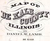 1860 Farm Line Map of De Kalb County Illinois