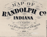 1865 Farm Line Map of Randolph County Indiana Winchester