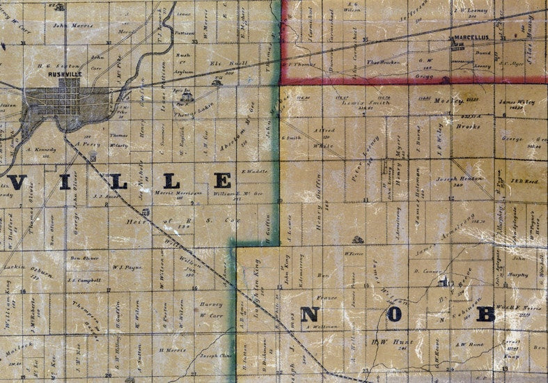 1866 Farm Line Map of Rush County Indiana