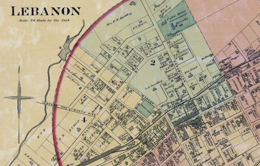 1877 Map of Marion and Washington County Kentucky Lebanon