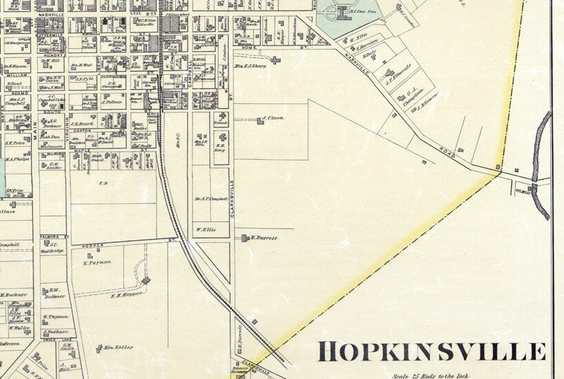 1878 Map of Christian County Kentucky Hopkinsville