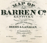 1879 Map of Barren county Kentucky Glasgow