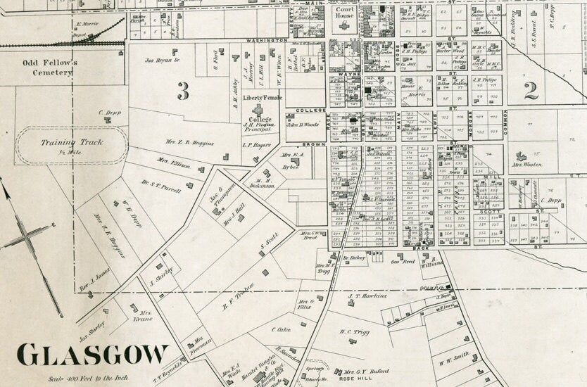 1879 Map of Barren county Kentucky Glasgow