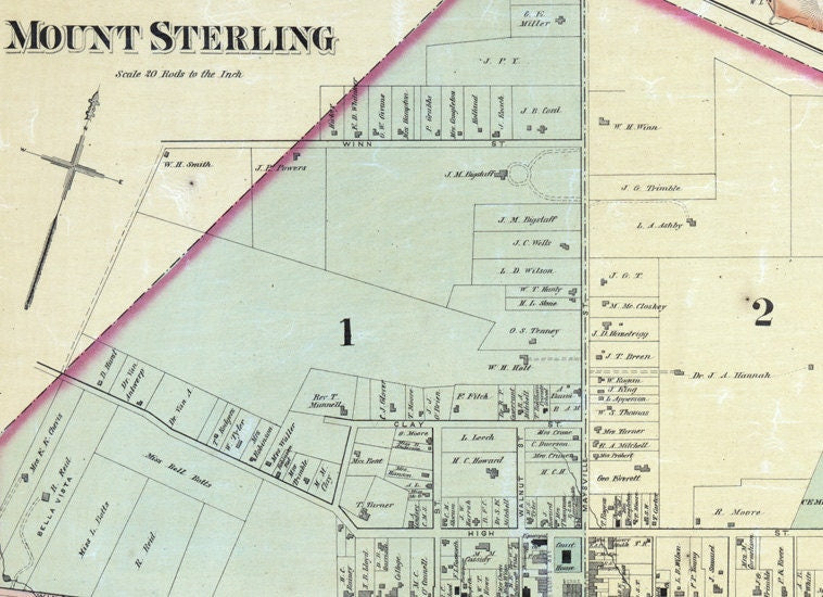 1879 Map of Montgomery County Kentucky Mount Sterling