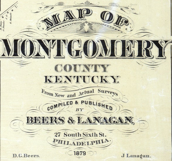 1879 Map of Montgomery County Kentucky Mount Sterling