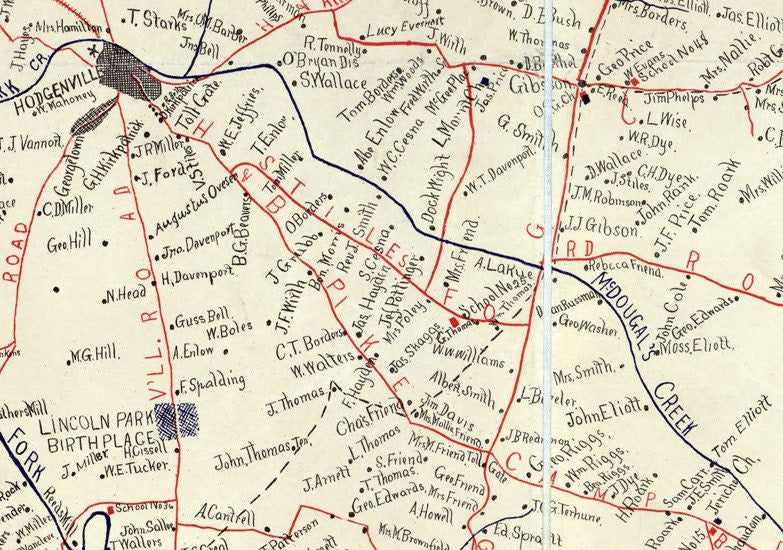 1899 Farm House Map of Larue County Kentucky