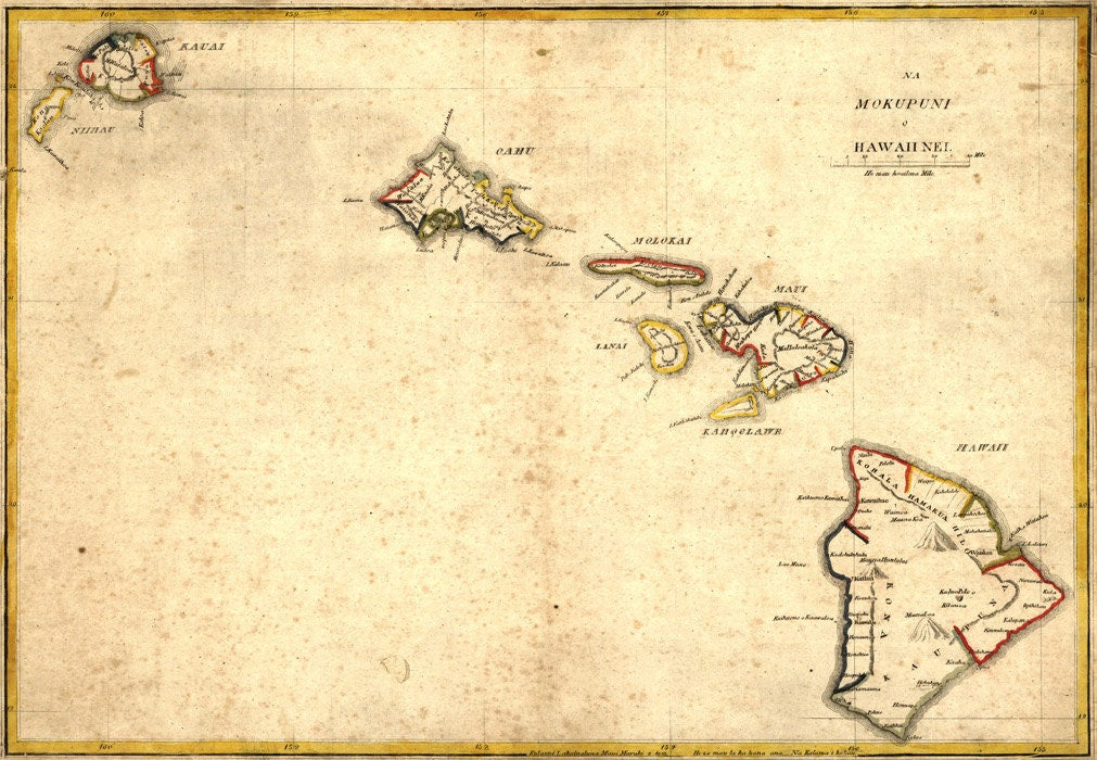 1837 Map of the Hawaiian Islands