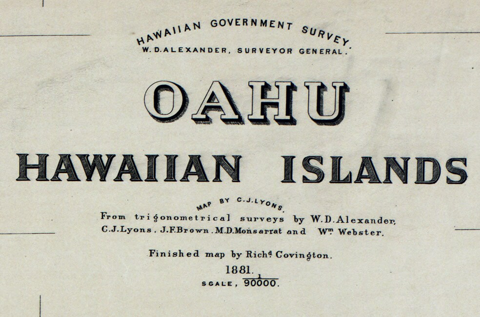 1881 Map of Oahu Hawaiian Islands