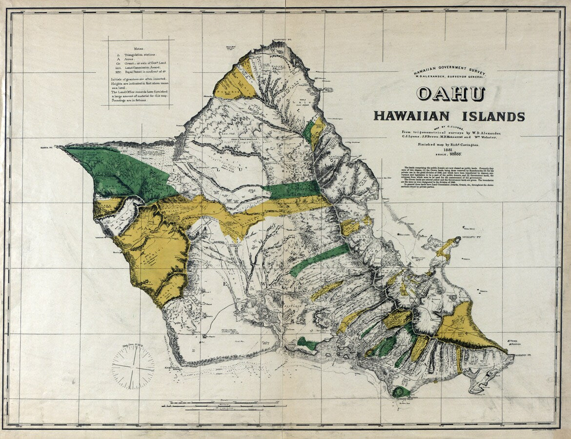 1881 Map of Oahu Hawaiian Islands