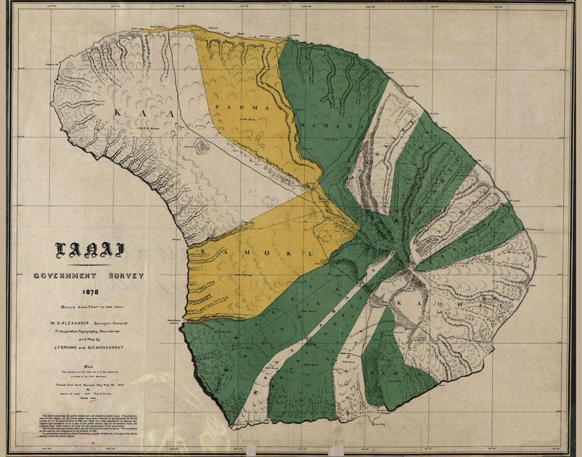 1900 Map of Lanai Hawaii