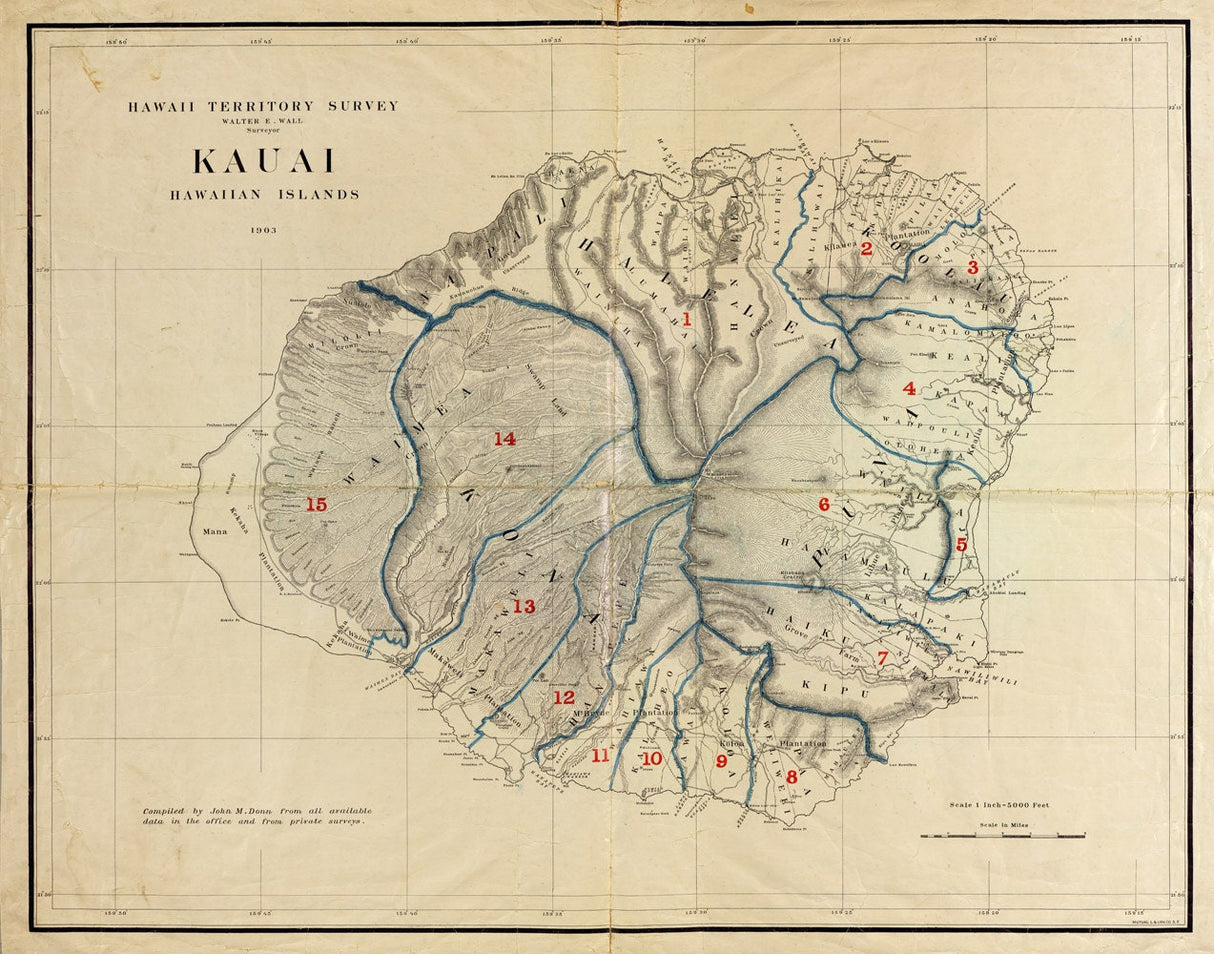 1903 Map of Kauai Hawaii