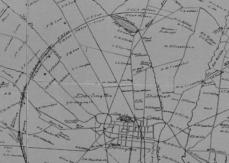 1914 Map of Darlington County South Carolina School Districts