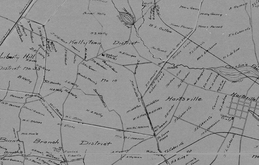 1914 Map of Darlington County South Carolina School Districts