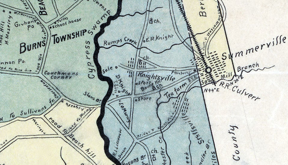 1900 Map of Dorchester County South Carolina Family Names
