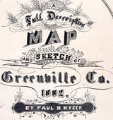 1882 Map of Greenville County South Carolina Family Names