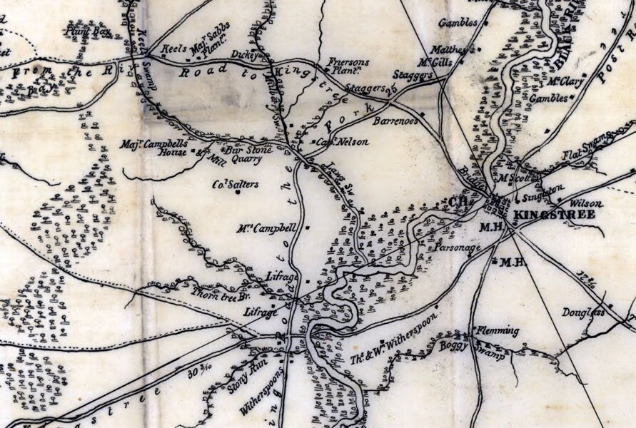 1825 Map of Williamsburgh District South Carolina Historical Names