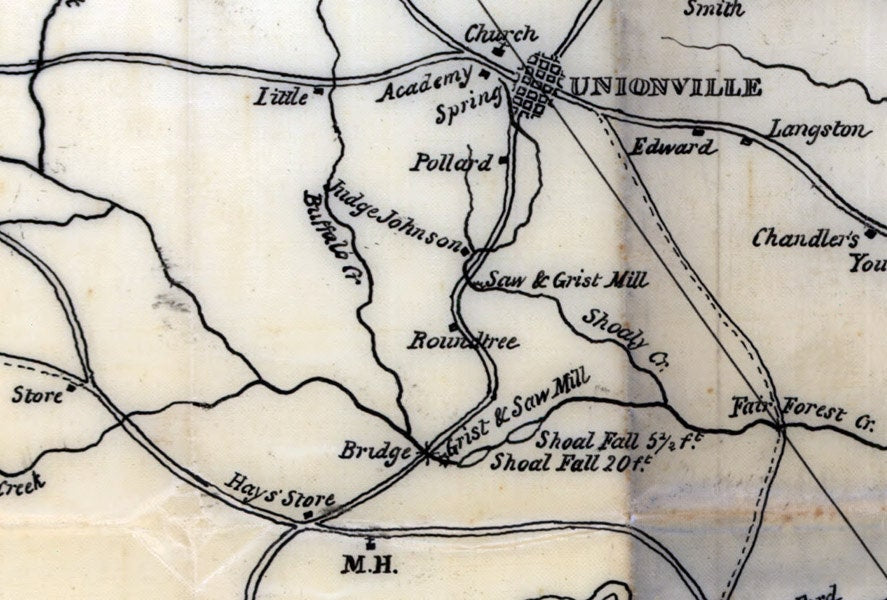 1825 Map of Union County South Carolina Historical Names