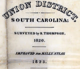 1825 Map of Union County South Carolina Historical Names