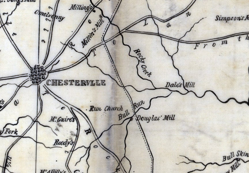 1825 Map of Chester County South Carolina Family Names