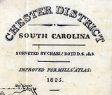 1825 Map of Chester County South Carolina Family Names