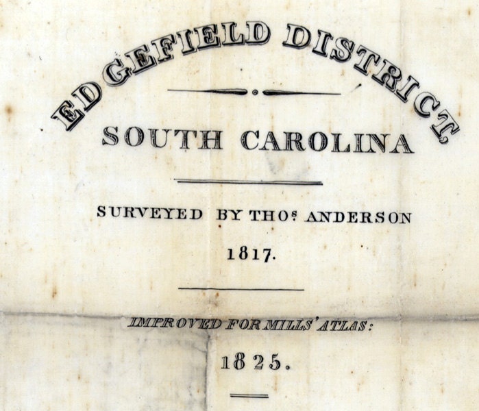1825 Map of Ed Gefield District (County) South Carolina