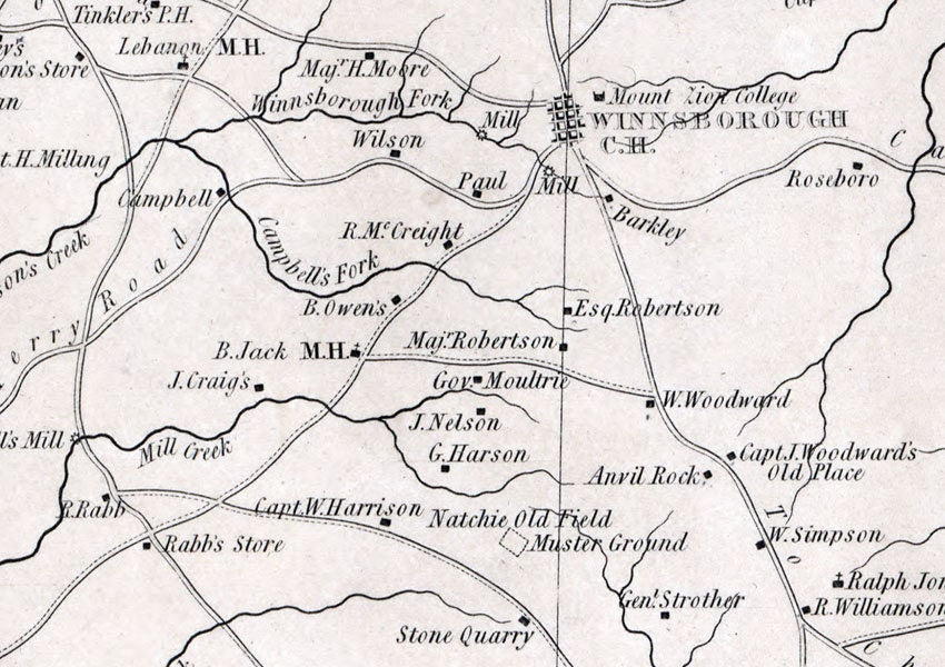 1825 Map of Fairfield County South Carolina