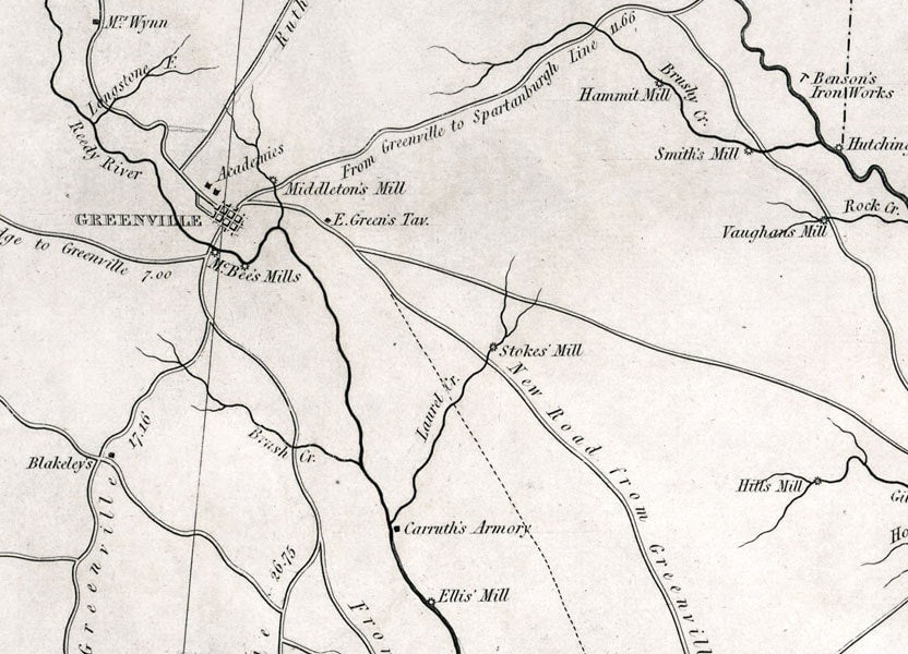 1825 Map of Greenville County South Carolina