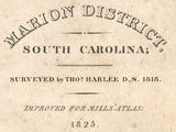 1825 Map of Marion County South Carolina Genealogy History