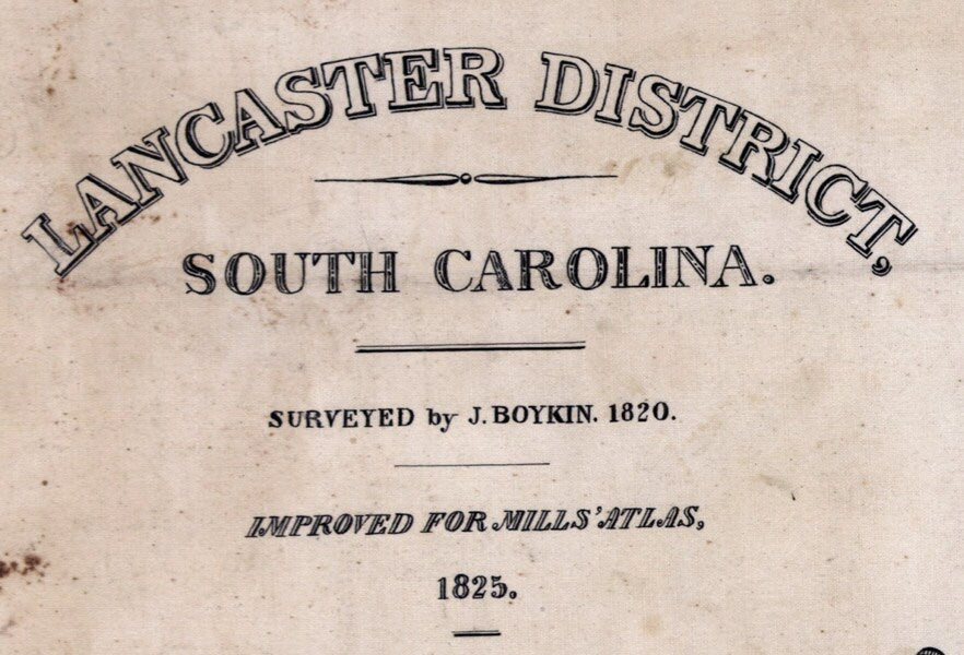 1820 Map of Lancaster County South Carolina