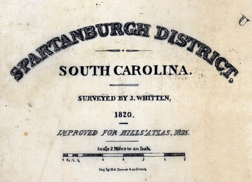 1820 Map of Spartanburgh District (County) South Carolina