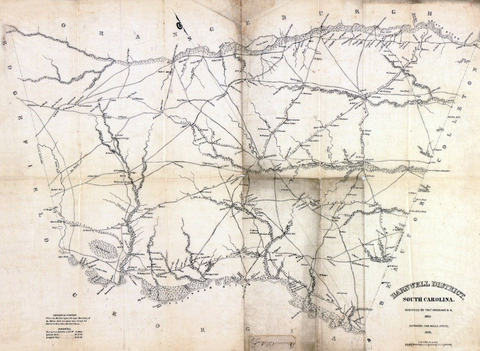 1825 Map of Barnwell County South Carolina